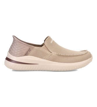Skechers para hombre. 210604 Zapatos Delson 3.0 - Cabrino taupe (40), Tela, Plano, 1 a 3cm, Ninguno, Casual