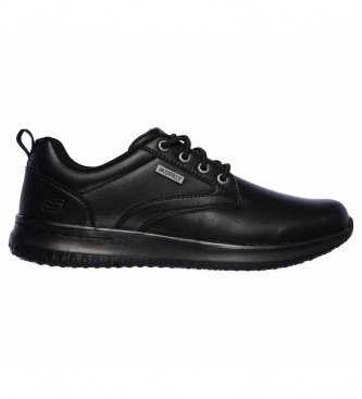 Skechers para hombre. 65693 Zapatillas de piel Delson - Antigo negro (42), Plano, 1 a 3cm, Cordones, Casual