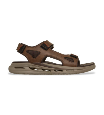 Skechers för män. 211371 Brun Relaxed Fit Orvan Gamble Sandaler (46), Karta, Kardborreband, Casual