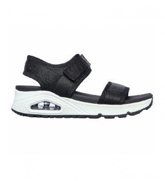 Skechers para mujer. 119185 Sandalias Uno - New Sesh negro (40), Tela, 3 a 5cm, Velcro, Casual