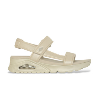 Skechers para mujer. 120016 Sandalias Uno-Basically Pretty blanco roto (38), Beige, 1 a 3cm, Velcro, Casual