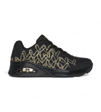 Skechers Para Mujer. 177975 Zapatilals Uno Golden Heart Negro (39), Plano, 3 A 5Cm, Cordones, Casual-image