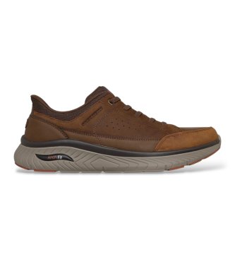 Skechers para hombre. 205656 Zapatillas Slip-Ins: Arch Fit Crosser - Felix marrón (45), Piel, Beige, Plano, Cordones, Casual