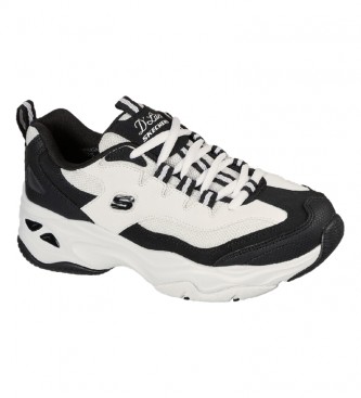 Skechers för kvinnor. 149492 Läderskor D'Lites 4.0 - Fresh Diva svart, vit (39), Hud, 3 till 5 cm, Nyckelband, Casual, Deportivo, Löpning, M