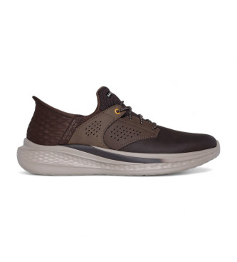 Skechers para hombre. 210890 Zapatillas de Piel Slade Macklin marrón (42), Plano, Cordones, Casual