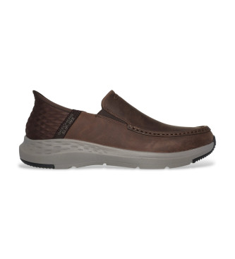 Skechers para hombre. 204866 Zapatillas de Piel Slip-ins Relaxed Fit Parson Oswin marrón (44), Plano, Ninguno, Casual