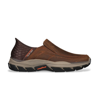 Skechers para hombre. 204810 Zapatillas de Piel Slip-ins RF Respected Elgin marrón (44), Plano, Ninguno, Casual