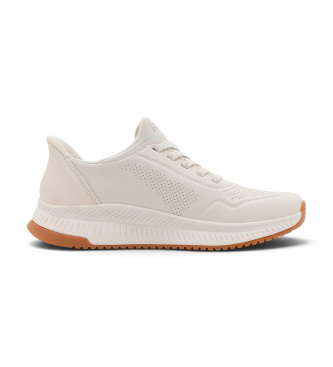 Skechers For Woman. 117740 Slip-Ins, Bobs Squad 4 - Key Look White Sneakers (36), Flat, Laces, Casual