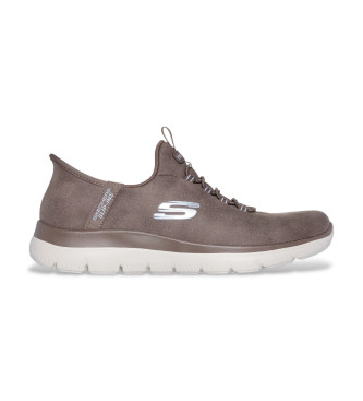 Skechers Para Mulher. 150254 Slip-Ins Summits Unknown Trail Sapatos Castanhos (41), Marrom, Tecido, Plano, CordãO, Casual-image