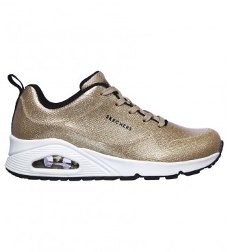 Skechers para mujer. 155002 Zapatillas Uno Diamond Shatter dorado (40), 3 a 5cm, Cordones, Casual
