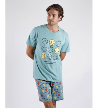 Aznar Innova para homem. Pijama de manga curta SMILEY Do Things Blue