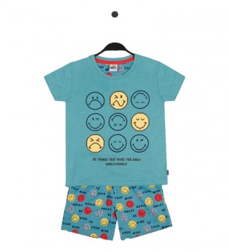 Aznar Innova para criança. Pijama de manga curta SMILEY Do Things blue