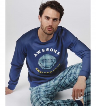 Aznar Innova para homem. Fantástico pijama azul Aznar Innova