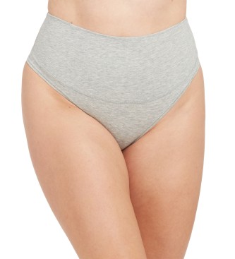 SPANX para mulher. Tanguinha modeladora de algodÃ£o cinzento