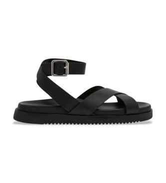 Steve Madden para mujer. SM11003787 Sandalias de piel Myrrine negro (38), Plano, 1 a 3cm, Hebilla, Casual