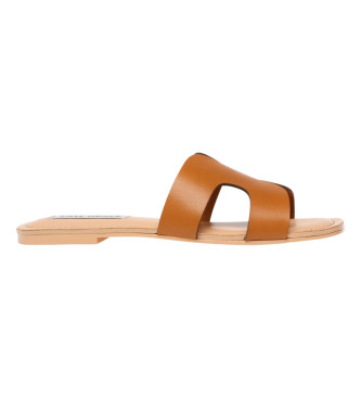 Steve Madden para mujer. SM11001541 Sandalias de piel Zarnia marrón (37), Plano, Ninguno, Casual