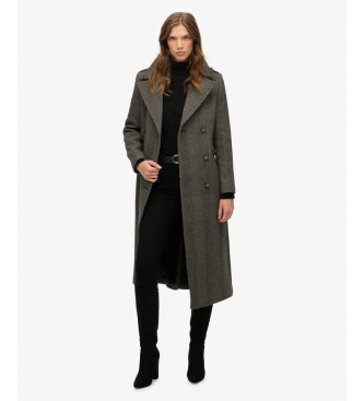 Superdry para mujer. W5011889A Abrigo cruzado de mezcla de lana gris (M), Casual, Poliéster