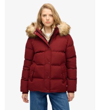 Superdry para mujer. W5011929A Abrigo Everest Five Baffle rojo (L), Casual, Poliéster Reciclado, Sostenible