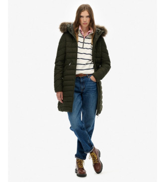 Superdry para mujer. W5011999A Abrigo Fuji Faux verde oscuro (M), Casual, Poliéster