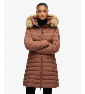 Superdry para mujer. W5011999A Abrigo Fuji marrón (XL), Casual, Poliéster Reciclado, Sostenible