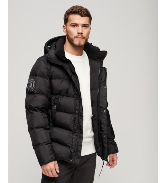 Superdry para hombre. M5011902A Abrigo Graphic Puffer negro (M), Casual, Poliéster Reciclado