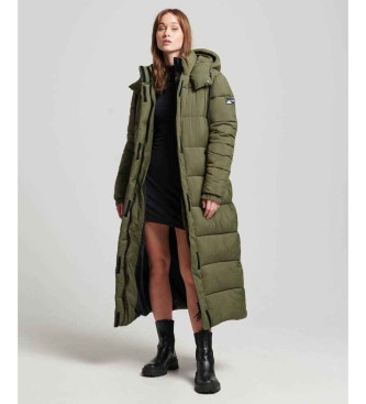 Superdry para mujer. W5011587A Abrigo largo acolchado Ripstop verde (XS), Casual, Poliéster Reciclado, Sostenible