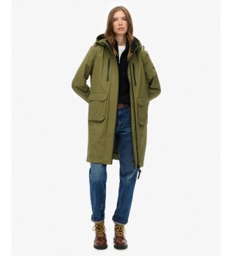 Superdry Abrigo Hooded Longline Shell verde