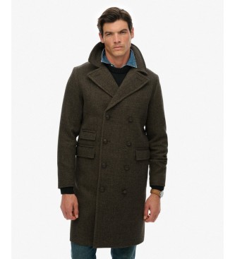 Superdry Abrigo Merchant Wool Blend Long marrón