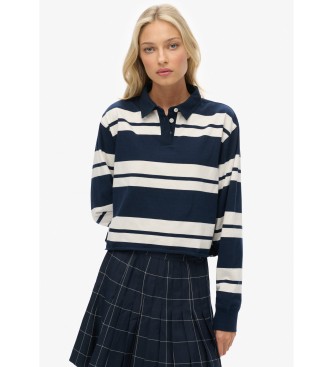 Superdry para mujer. W6012175A Polo Stripe Rugby marino (M), Casual, Algodón, Manga larga