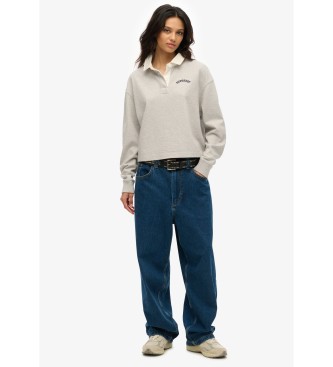 Superdry para mujer. W2012352A Polo Rugby blanco (XL), Casual, Gris, Algodón, Manga larga