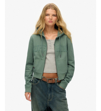 Superdry para mujer. W2012335A Sudadera Athletic Tonal Crop verde (S), Casual, Algodón