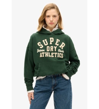 Superdry para mujer. W2012137A Sudadera Athletic verde (S), Casual, Algodón, Algodón Orgánico