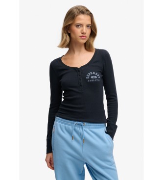 Superdry para mujer. W6012276A Camiseta Athletic Button Down marino (M), Casual, Algodón, Manga larga