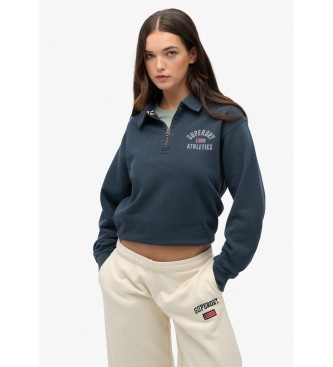 Superdry para mujer. W2012686A Sudadera Athletic Collared marino (S), Casual, Algodón, Manga larga