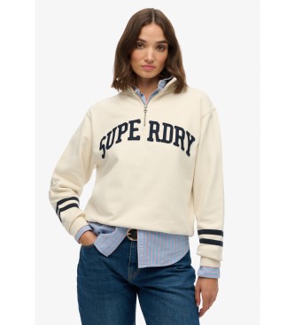 Superdryvoor vrouwen. W2012259A Athletic Ess Applique Half Zip Sweatshirt beige (M), Casual, Katoen