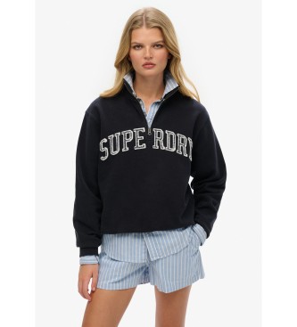 Superdryvoor vrouwen. W2012259A Athletic Ess Applique Half Zip navy sweatshirt (M), Casual, Katoen, Marineblauw