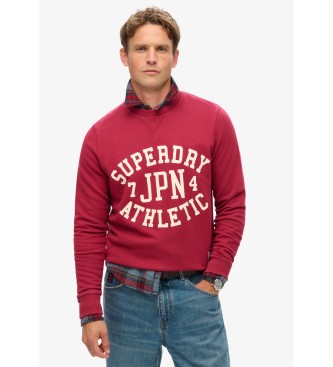 Superdry para hombre. M2013965A Sudadera estampada Athletic burdeos (XXL), Casual, Algodón