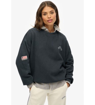 Superdry para mujer. W2012446A Sudadera Athletic Relaxed Printed Crew marino (XS), Casual, Algodón