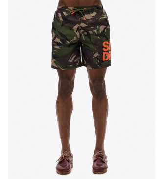 Superdry för män. M3010247A Baddräkt med kamouflagelogo (L), Strandkläder, Polyester