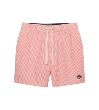 Superdry para hombre. M3010261A Bañador Seer Sucker 15 coral (XL), Beachwear, Poliéster Reciclado