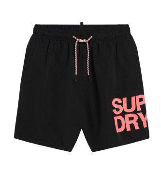 Superdry para hombre. M3010228A Bañador Sportswear negro (M), Beachwear, Poliéster Reciclado, Sostenible