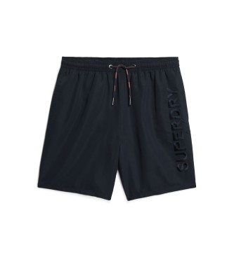 Superdry para hombre. M3010227A Bañador bordado Premium marino (L), Beachwear, Sostenible, Poliéster reciclado