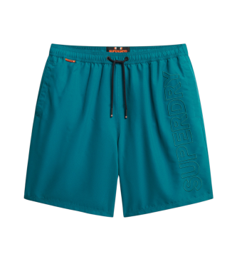 Superdry para hombre. M3010246A Bañador bordado Premium verde (M), Beachwear, Poliéster Reciclado, Sostenible