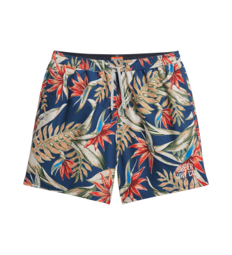 Superdry para hombre. M3010242A Bañador con estampado hawaiano multicolor (XL), Beachwear, Poliéster Reciclado, Sostenible