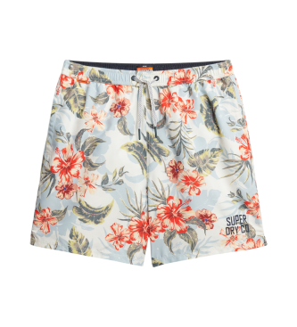 Superdry para hombre. M3010242A Bañador con estampado hawaiano multicolor (L), Beachwear, Poliéster Reciclado, Sostenible