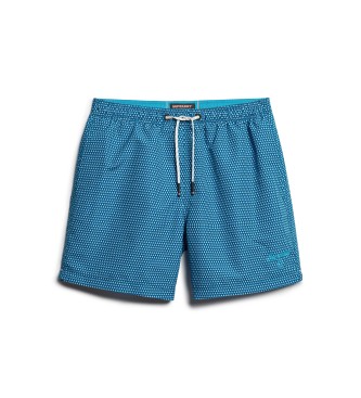 Superdry para hombre. M3010231A Bañador estampado confeccionado en material reciclado azul (S), Beachwear, Poliéster Reciclado, Sostenible