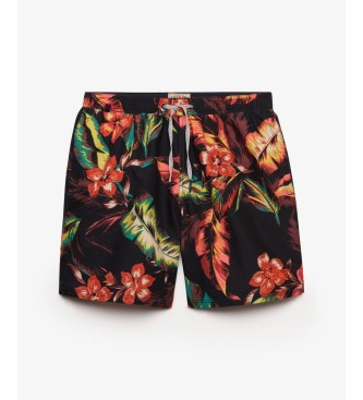 Superdry para hombre. M3010264A Bañador Hawaiian Print 16 negro (S), Beachwear, Poliéster Reciclado