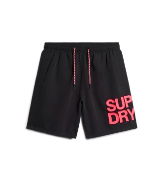 Superdry para hombre. M3010228A Bañador Sportswear negro (XL), Beachwear, Poliéster Reciclado, Sostenible