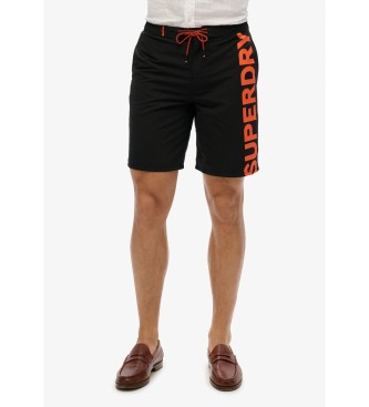 Superdry para hombre. M3010238A Bañador clásico negro (L), Beachwear, Poliéster Reciclado, Sostenible