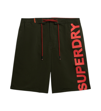 Superdry para hombre. M3010238A Bañador clásico verde (L), Beachwear, Poliéster Reciclado, Sostenible